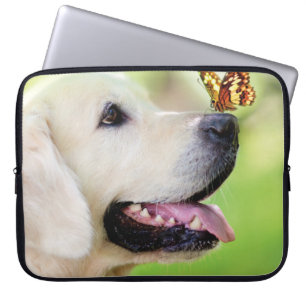 Labrador och fjäril Dekorativ kudde Laptop Fodral