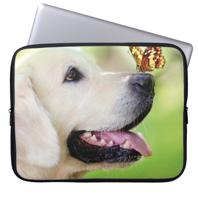 Labrador och fjäril Dekorativ kudde Laptop Fodral (Framsidan)