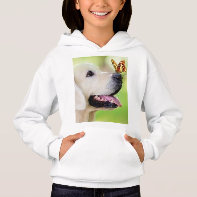 Labrador och fjäril Dekorativ kudde T Shirt (Framsida)
