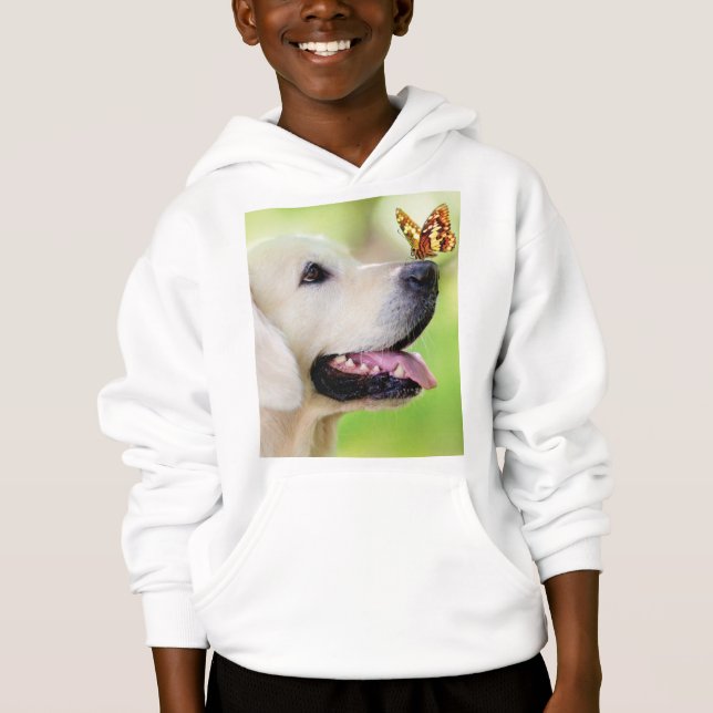 Labrador och fjäril Dekorativ kudde T Shirt (Framsida)