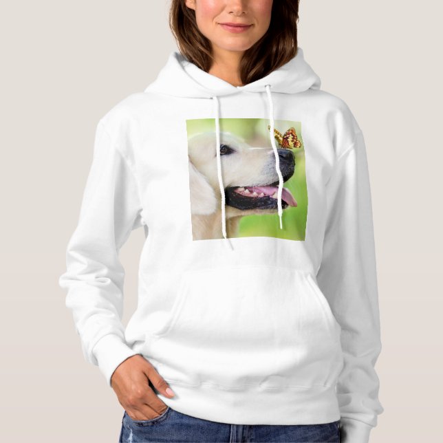 Labrador och fjäril Dekorativ kudde T Shirt (Framsida)