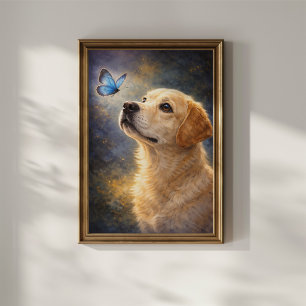 Labrador och fjäril poster
