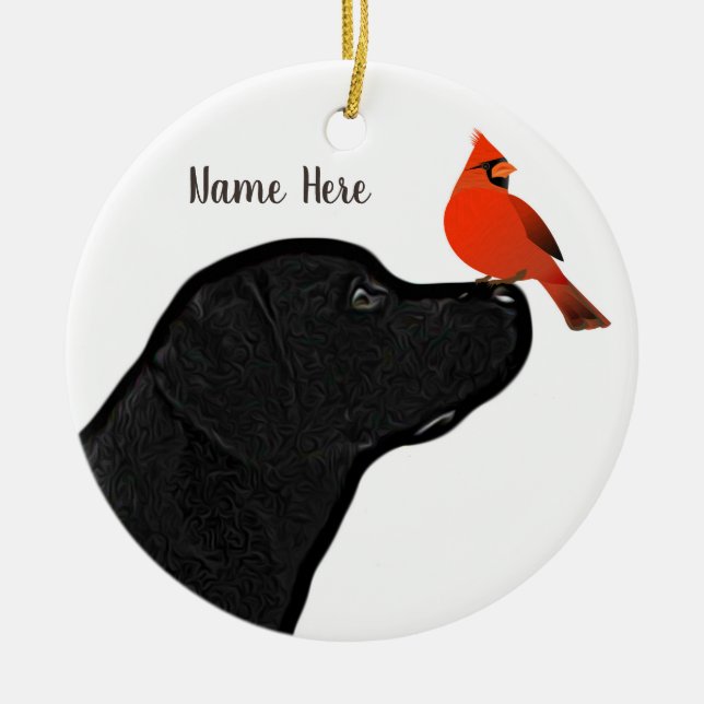Labrador och kardinal jul julgransprydnad keramik (Framsidan)