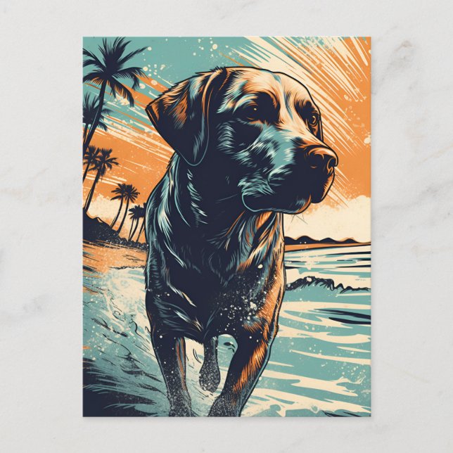 Labrador på stranden vykort (Framsida)