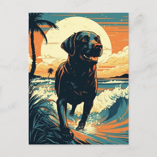 Labrador på stranden vykort (Framsida)