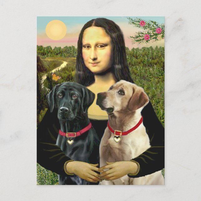 Labrador pair (B+Y) - Mona Lisa Vykort (Framsida)