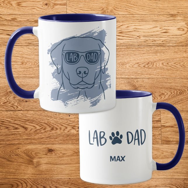 Labrador Pappa Mugg med Anpassat Namn & Isblå Pens (Skapare uppladdad)