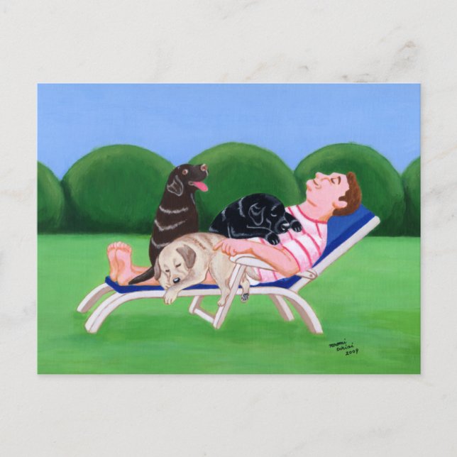 Labrador Pappa Painting Vykort (Framsida)