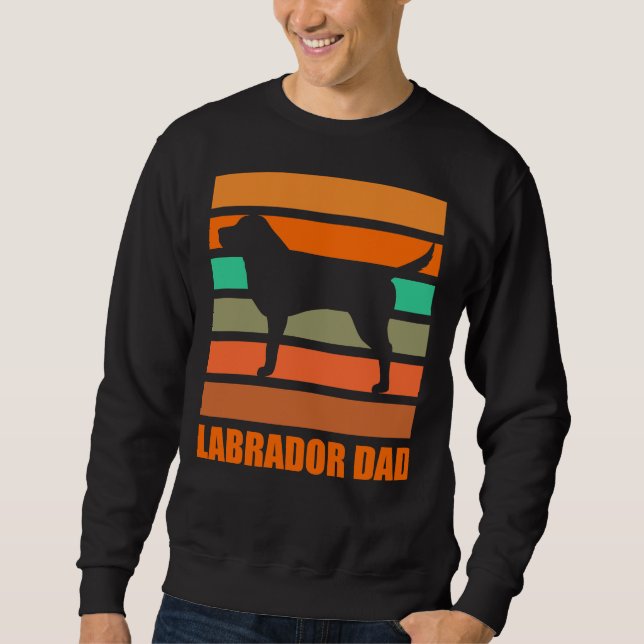 Labrador Pappa Retro Lång Ärmad Tröja (Framsida)