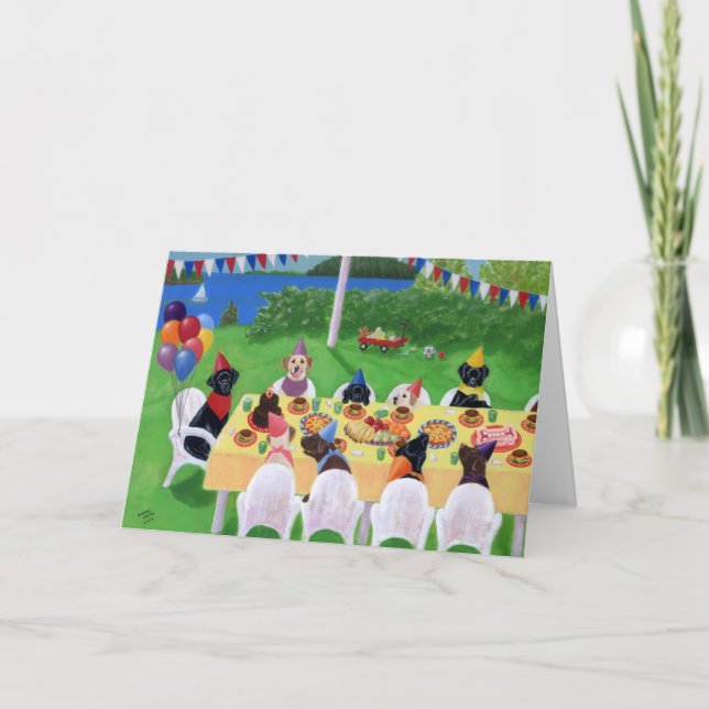 Labrador Party Painting - tackkort (Framsida)