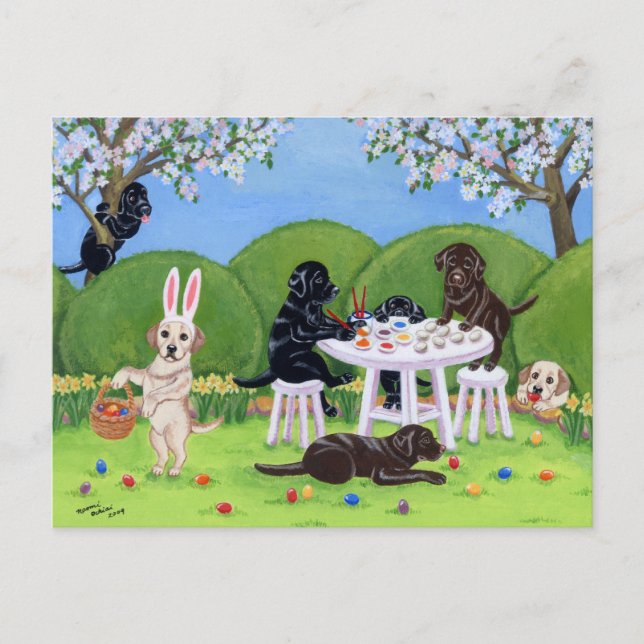 Labrador & påskägg helg vykort (Framsida)