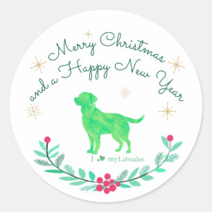 Labrador Pastell Jul & Nyår Runt Klistermärke