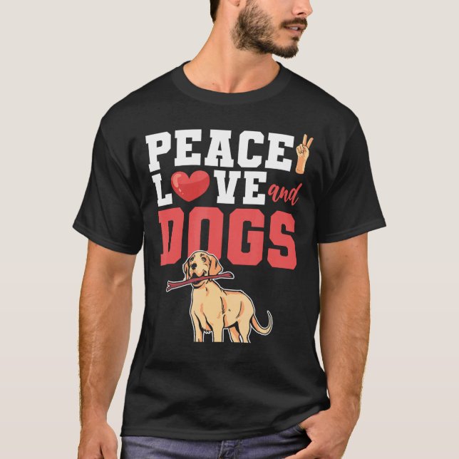 Labrador Peace Kärlek och Hundar T Shirt (Framsida)