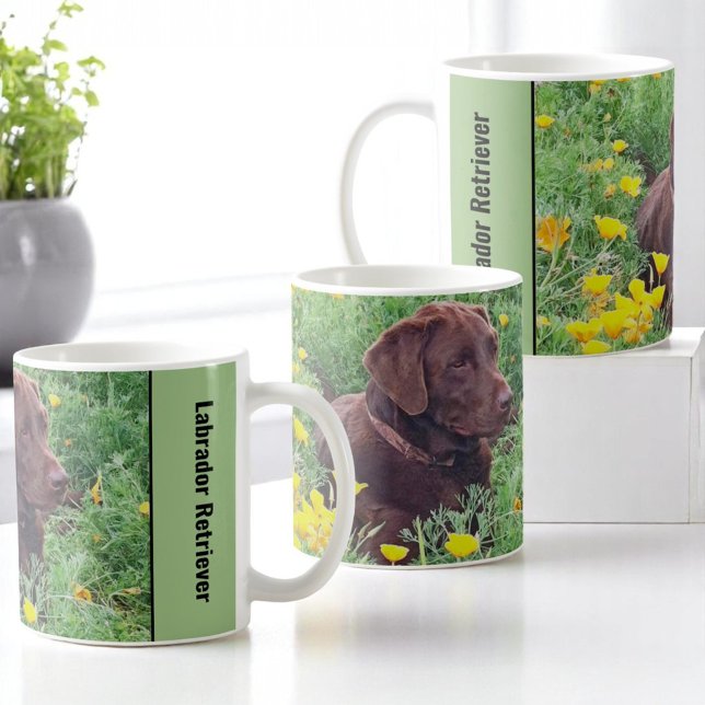 Labrador Photo Placeholder Side Handle Text Kaffemugg (entire mug design view)