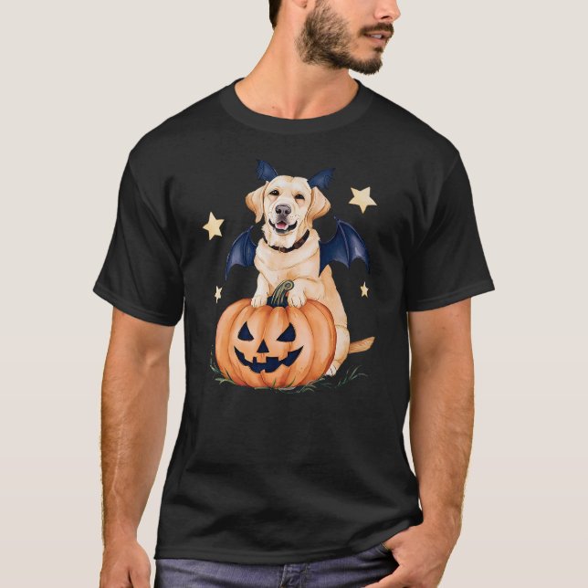 Labrador Pumpkin Witch Golden Labrador Halloween G T Shirt (Framsida)