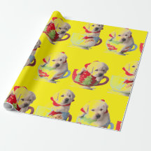 LABRADOR PUPPIES IN A KOPP CHRISTMAS GIFT WRAPPING
