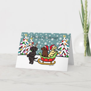 Labrador Puppies och Sleigh-julkort Helgkort