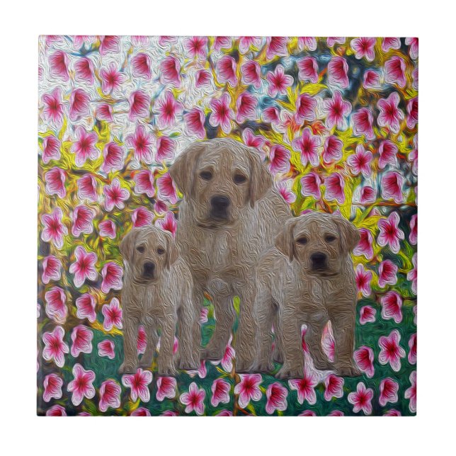 labrador Puppies Oil Paint, Kakelplatta (Framsidan)