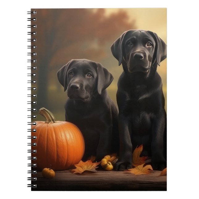Labrador Puppy Autumn Delight Pumpkin Anteckningsbok (Framsidan)