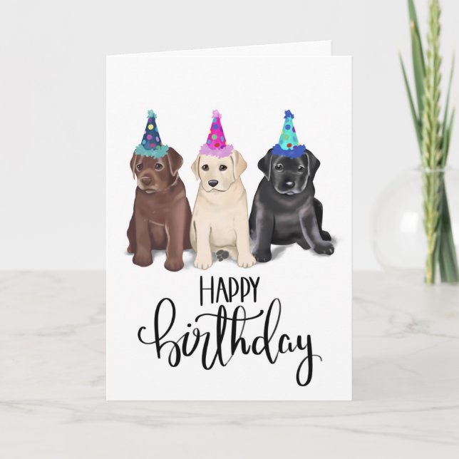 Labrador Puppy Birthday Card Kort (Framsida)