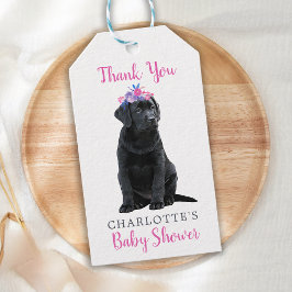 Labrador Puppy Hund Rosa Girl Baby Shower Presentetikett