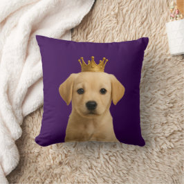 Labrador Puppy i Krona Cute Guld Kudde