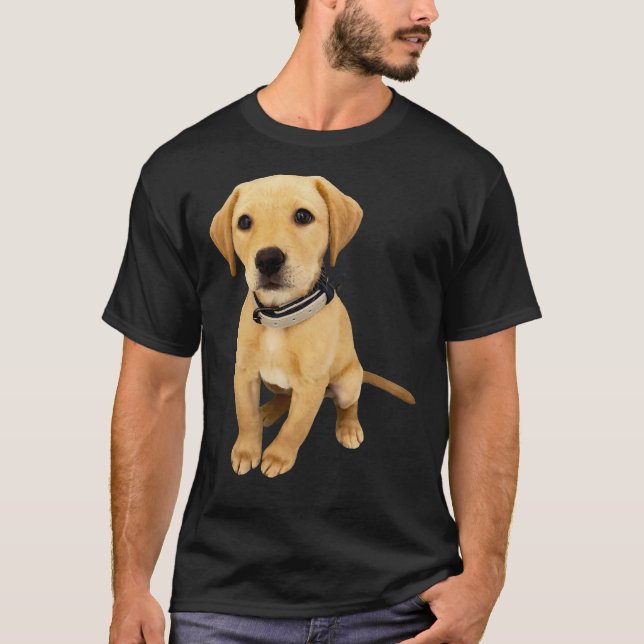 Labrador Puppy Pet Dog Golden Retriever Sitting Wi T Shirt (Framsida)