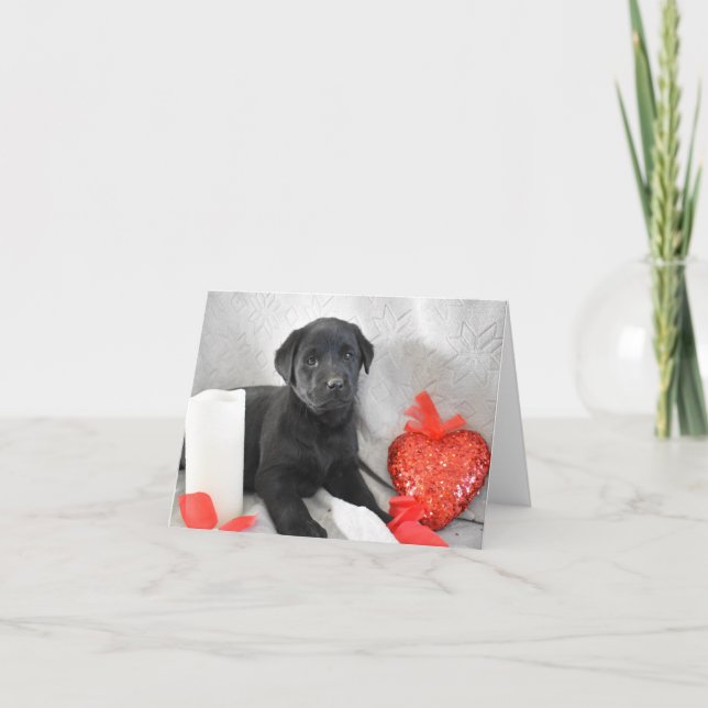 Labrador Puppy Valentines day Card Tack Kort (Framsida)