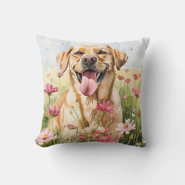 Labrador Retriever Akvarell Kastkudde Kudde (Framsida)