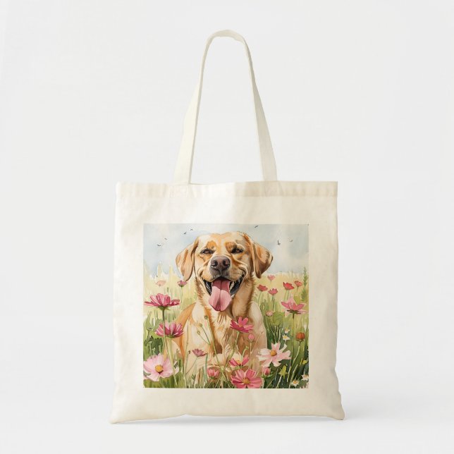 Labrador Retriever Akvarell Shoppingbag Tygkasse (Framsidan)
