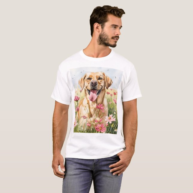 Labrador Retriever Akvarell T-Shirt för Män (Hel framsida)
