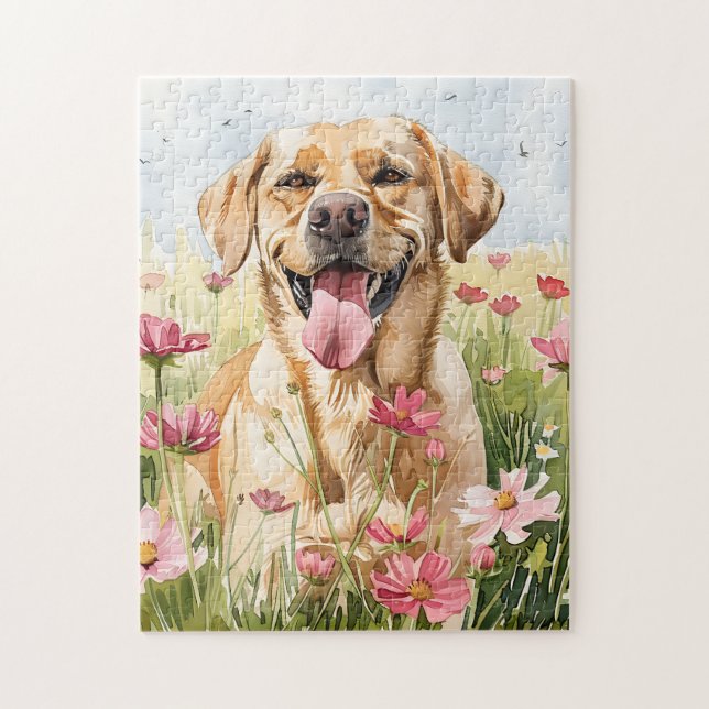 Labrador Retriever Akvarellpussel Pussel (Vertikal)