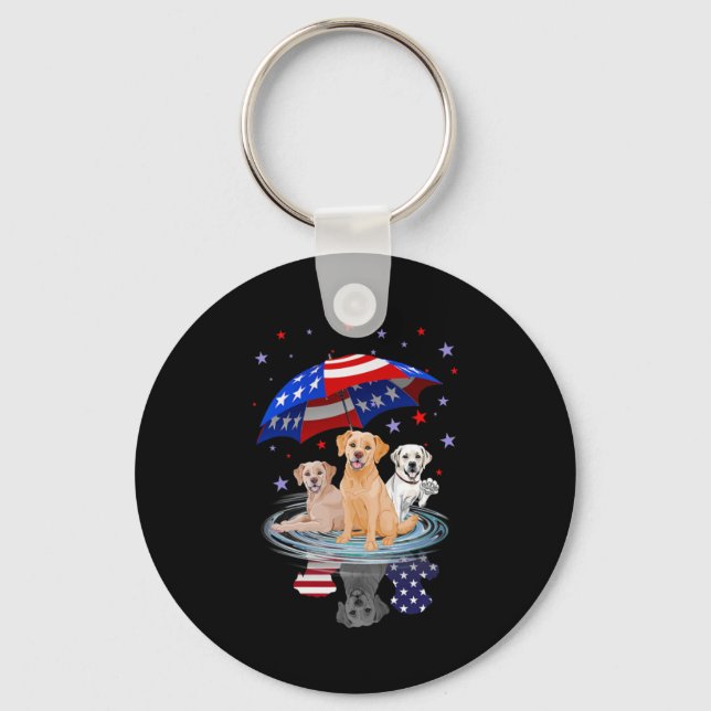 Labrador Retriever American Flagga Shadow Nyckelring (Framsida)