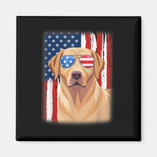 Labrador Retriever Amerika Flagga 4 juli USA Magnet