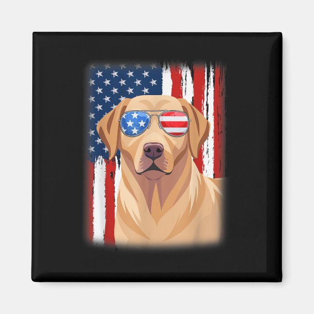 Labrador Retriever Amerika Flagga 4 juli USA Magnet (Framsidan)