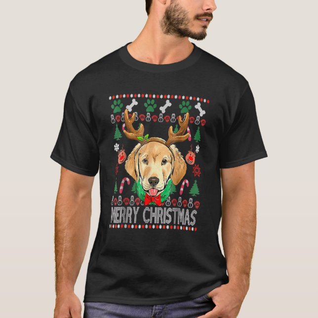 Labrador Retriever Antlers jul ugly Christma T Shirt (Framsida)
