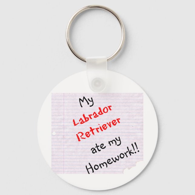 Labrador Retriever Ate My Homwork Keychain Nyckelring (Framsida)