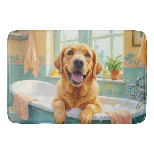 Labrador Retriever Badtid Glad Badrumsdekor Badrumsmatta (Framsidan)