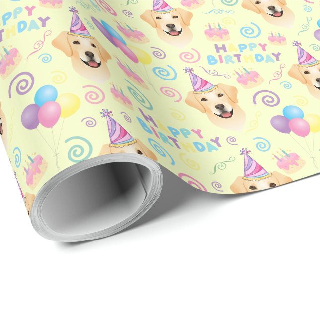 Labrador Retriever Birthday Gift Wrapping Paper Presentpapper (Rullad Hörn)