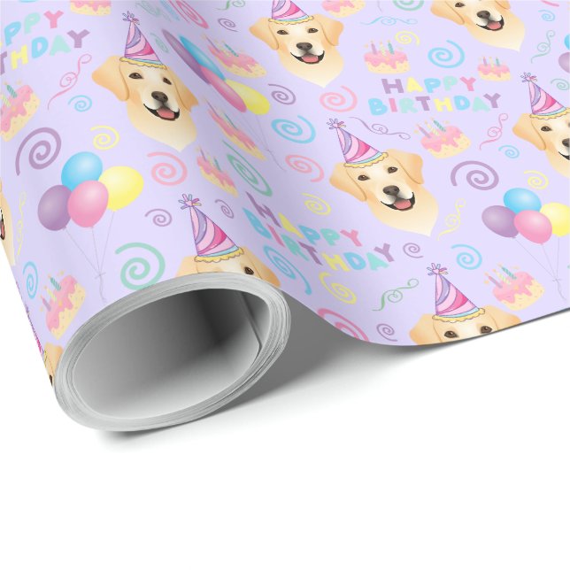 Labrador Retriever Birthday Gift Wrapping Paper Presentpapper (Rullad Hörn)