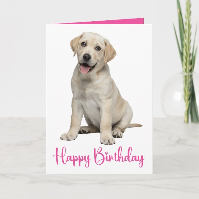 Labrador Retriever Birthday Gul lab Puppy Hund Kort (Framsida)