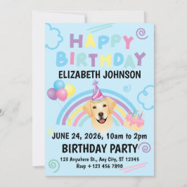 Labrador Retriever Birthday Invitation Blue Inbjudningar