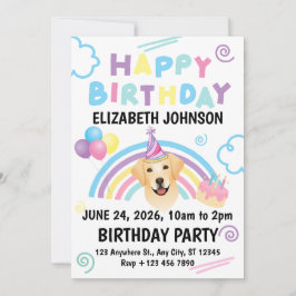 Labrador Retriever Birthday Invitation White Inbjudningar