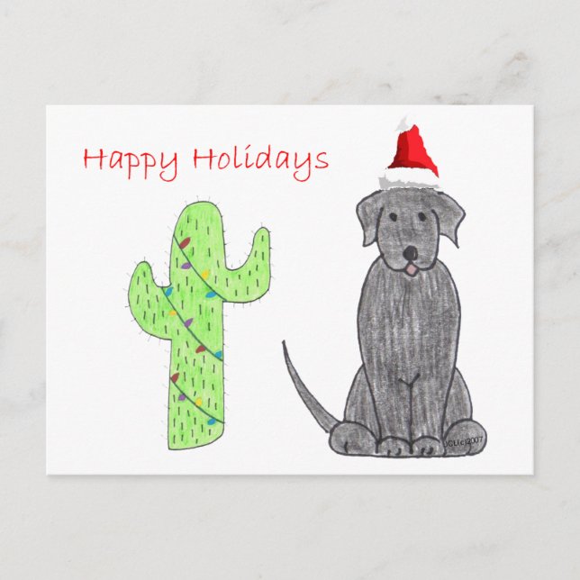 Labrador Retriever Black Cactus jul Helg Vykort (Framsida)
