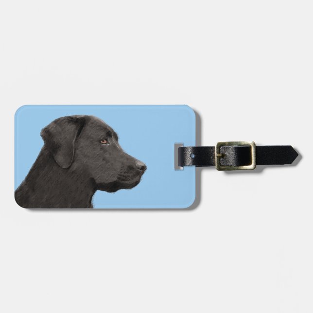 Labrador Retriever Black Painting Original Hund Ar Bagagebricka (Horisontell Framsida)