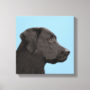 Labrador Retriever Black Painting Original Hund Ar Canvastryck