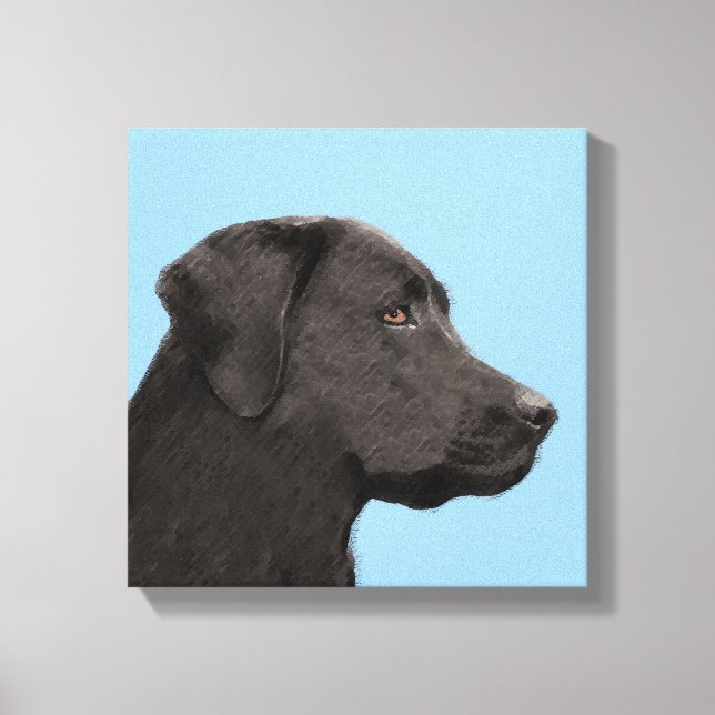 Labrador Retriever Black Painting Original Hund Ar Canvastryck (Framsida)