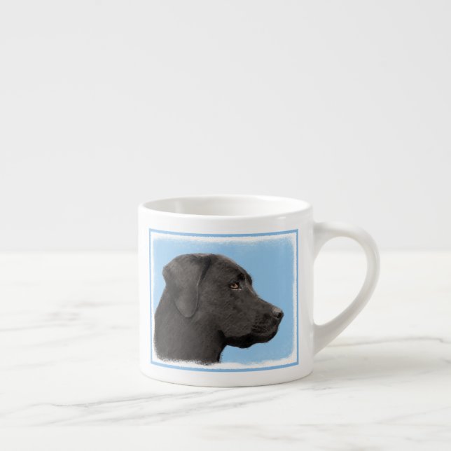 Labrador Retriever Black Painting Original Hund Ar Espressomugg (Höger)