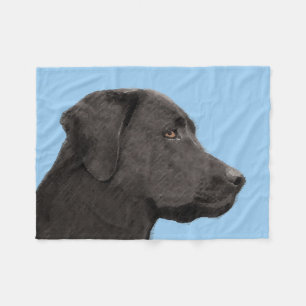 Labrador Retriever Black Painting Original Hund Ar Fleecefilt