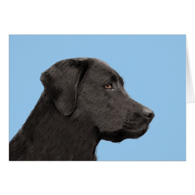 Labrador Retriever Black Painting Original Hund Ar Hälsningskort (Framsidan Horizontal)